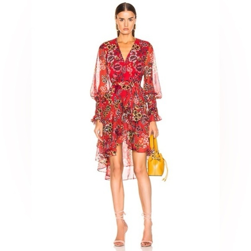 Alexis Sidony Eden Floral Red Wrap Dress